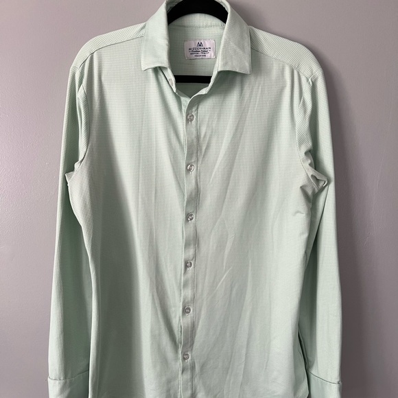 Mizzen+Main Other - Mizzen + Main Men’s M Medium Trim Fit Shirt Mint Green Check Long Sleeve Stretch